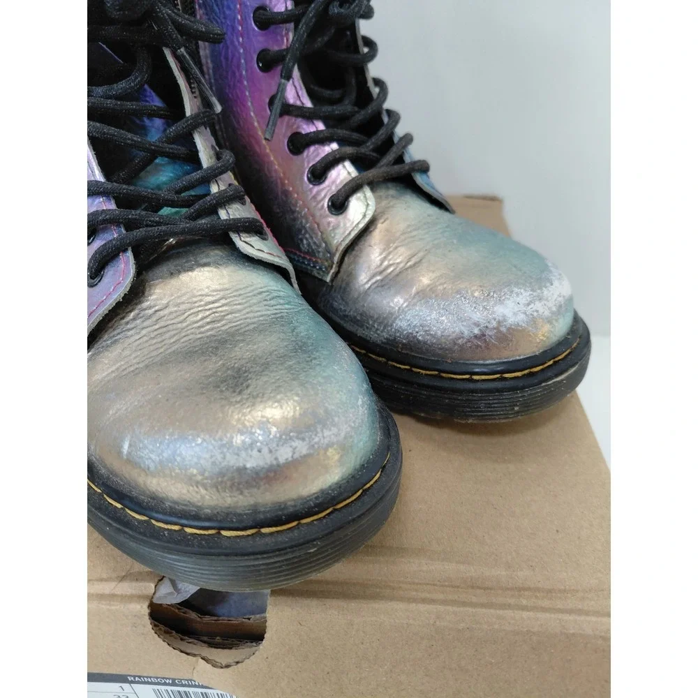 Dr. Martens AirWair 1460 J Multi Rainbow Crinkle Boots Kids Size 2
